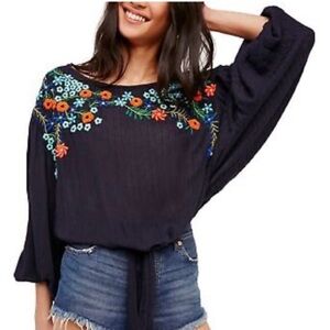 Free People Up And Away Embroidered Top